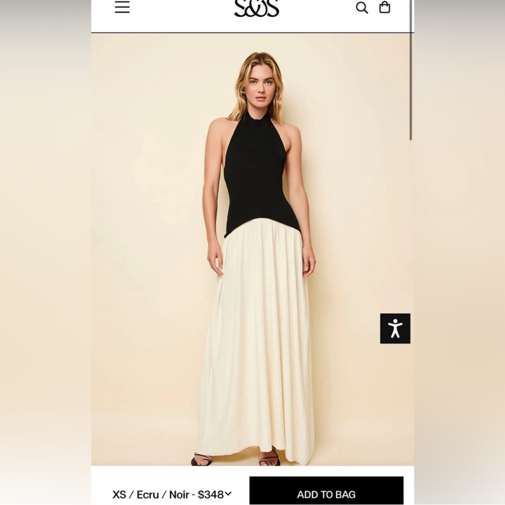 Solid& striped Black and Cream dress